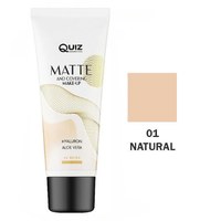 Изображение  Матирующая тональная основа для лица Quiz Cosmetics Matte and Covering Make-Up 01 Natural, 30 мл, Объем (мл, г): 30, Цвет №: 01