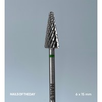 Изображение  Фреза алмазная Nails of the Day конус зеленая диаметр 6 мм / рабочая часть 15 мм