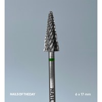 Изображение  Фреза алмазная Nails of the Day конус зеленая диаметр 6 мм / рабочая часть 16 мм