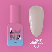 Зображення  Рідкий гель моделюючий для нігтів LUNAMoon Light Acrygel №63, 13 мл, Об'єм (мл, г): 13, Цвет №: 63, Колір: Світло-рожевий