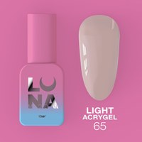 Зображення  Рідкий гель моделюючий для нігтів LUNAMoon Light Acrygel №65, 13 мл, Об'єм (мл, г): 13, Цвет №: 65, Колір: Світло-рожевий