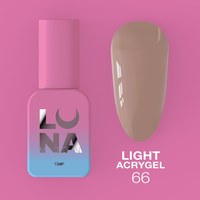 Зображення  Рідкий гель моделюючий для нігтів LUNAMoon Light Acrygel №66, 13 мл, Об'єм (мл, г): 13, Цвет №: 66, Колір: Бежевый