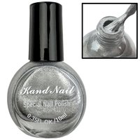 Изображение  Лак-краска для стемпинга Kand Nail для дизайна маникюра, 10 мл. Серебро, Объем (мл, г): 10, Вариант: Silver