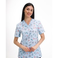 Изображение  Medical women's shirt Topaz print Atom s. 44, "WHITE COAT" 502-436-942, Size: 44, Color: atom