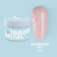 Изображение  Гель для наращивания ногтей с блестками LUNAMoon Diamond Gel №02, 15 мл, Объем (мл, г): 15, Цвет №: 02