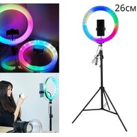 Изображение  RGB Diamond Crystal 3D-26 cm ring selfie lamp (color) for 15 W. with a tripod and holder, on USB