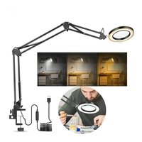 Изображение  Desktop LED magnifying lamp FS-076 (x5 magnification) black on a clamp, 12 W.