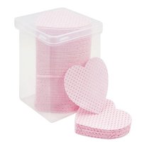 Изображение  Lint-free perforated wipes (200 pcs. in a container) in the shape of a heart for manicure - S Pink