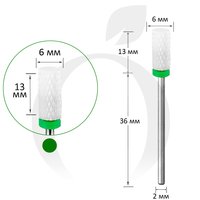 Изображение  Фреза керамическая цилиндр зеленая 6 мм, рабочая часть 13 мм