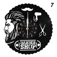 Изображение  Часы настенные виниловые для барбершопа Barber 7