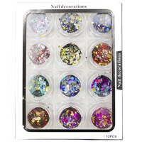 Изображение  Multi-colored confetti for decorating nails in a set of 12 pcs