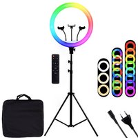 Изображение  Ring LED selfie lamp RGB MJ-56 cm. (color) 80 W. with tripod, 3 holders and remote control