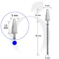 Зображення  Фреза твердосплавна Titan Steel Component Bit 137 закруглений конус синя 5/13 мм