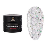 Зображення  Глітерний гель F.O.X Glow Glitter Gel Love Edition №011 мікс білих сердець, голографічних шестикутників та срібної поталі, 5 мл