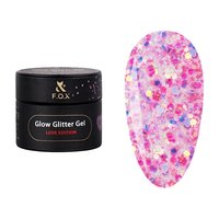 Зображення  Глітерний гель F.O.X Glow Glitter Gel Love Edition №012 мікс голографічних сердець, зірочок та шестикутників, 5 мл