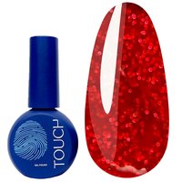 Изображение  Гель-лак на витражной основе с блестками Touch Pixi 02 томатный, 9 мл, Объем (мл, г): 9, Вариант: 02
