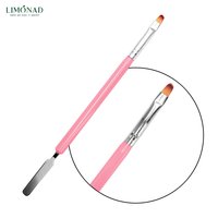 Изображение  Кисть для маникюра Lilly Beaute 2в1 овальная со шпателем розовая, 1 шт