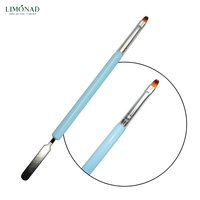 Изображение  Кисть для маникюра Lilly Beaute 2в1 овальная со шпателем голубая, 1 шт