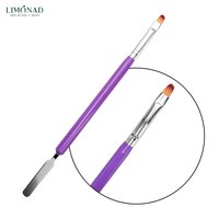 Изображение  Кисть для маникюра Lilly Beaute 2в1 овальная со шпателем фиолетовая, 1 шт