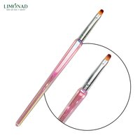 Изображение  Кисть для маникюра Lilly Beaute для геля овальная розовый перламутр с блестками, 1 шт