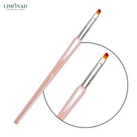 Изображение  Кисть для маникюра Lilly Beaute для геля овальная розовый перламутр с зауженной ручкой, 1 шт