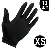 Изображение  Перчатки нитриловые неопудренные черные 10 шт, XS, Размер перчаток: XS