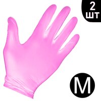 Изображение  Перчатки нитриловые неопудренные розовые 2 шт, M