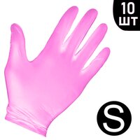Изображение  Перчатки нитриловые неопудренные розовые 10 шт, S