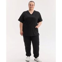 Зображення  Медичний хірургічний костюм жіночий Аризона чорний +SIZE р. 60, "БІЛИЙ ХАЛАТ" 505-321-924, Розмір: 60, Колір: чорний