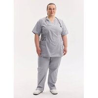 Зображення  Медичний костюм жіночий Кіото сірий +SIZE р. 58, "БІЛИЙ ХАЛАТ" 571-328-679, Розмір: 58, Колір: сірий