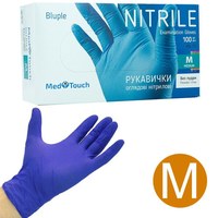 Изображение  Nitrile gloves Med Touch without powder 100 pcs, L Blue
