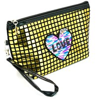 Изображение  Cosmetic bag - handbag with a heart, gold