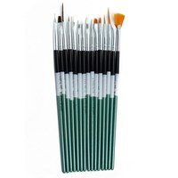 Изображение  Set of brushes for manicure 15 pcs Lilly black-green