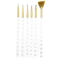Изображение  Set of brushes for manicure 6 pcs different – White spiral