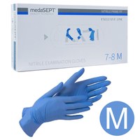 Изображение  Перчатки нитриловые неопудренные medaSEPT (Польша) nitrile premium PF (7-8 M) синие 100 шт