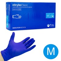 Зображення  Рукавички нітрилові Nitrylex Mercator Medical 100 шт, M Сині, Розмір рукавичок: M