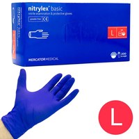 Изображение  Перчатки нитриловые Mercator Medical nitrylex 200 шт, L Синие