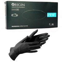 Изображение  Перчатки нитриловые одноразовые RIGIN 100 шт, S Черные
