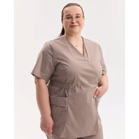 Изображение  Медицинская рубашка женская Киото мокко +SIZE р. 60, "БЕЛЫЙ ХАЛАТ" 574-421-679, Размер: 60, Цвет: мокко