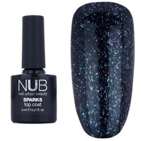 Изображение  Top for gel polish without a sticky layer NUB Sparks Top Coat Crystal with shimmer, 8 ml