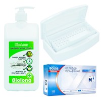 Изображение  Biolong set 1 l + Container for sterilization 0.5 l + Gloves 100 pcs
