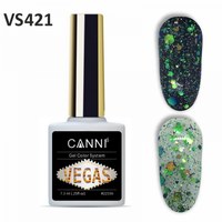 Изображение  Гель-лак CANNI VEGAS 421 зеленый-золото, 7,3 мл, Объем (мл, г): 7.3, Цвет №: 421