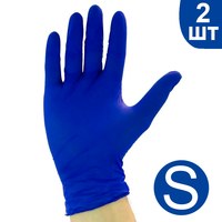 Изображение  Перчатки нитриловые синие 2 шт S, Размер перчаток: S
