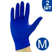 Изображение  Перчатки нитриловые синие 2 шт M, Размер перчаток: M