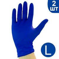 Изображение  Перчатки нитриловые синие 2 шт L, Размер перчаток: L