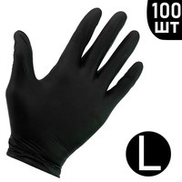Изображение  Перчатки нитриловые неопудренные черные 100 шт, L, Размер перчаток: L