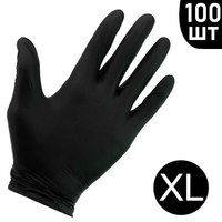 Зображення  Рукавички нітрилові непудровані чорні 100 шт, XL, Розмір рукавичок: XL