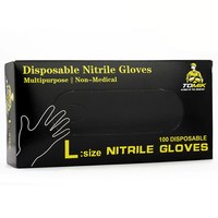 Изображение  Перчатки нитриловые неопудренные черные Tomik 100 шт, L, Размер перчаток: L