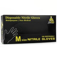Изображение  Перчатки нитриловые неопудренные черные Tomik 100 шт, M, Размер перчаток: M