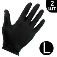 Зображення  Рукавички нітрилові непудровані чорні 2 шт, L, Розмір рукавичок: L